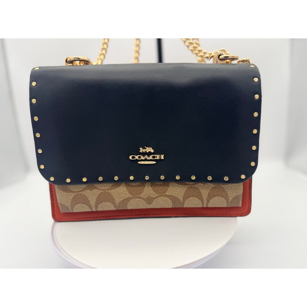 Coach Klare Crossbody Signature Canvas Rivets Black Khaki | Style 90400 - Picture 3 of 15